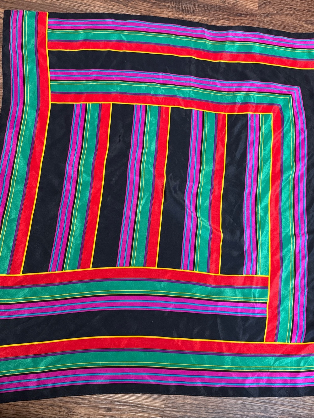 Liz Claiborne 1980s Abstract Striped Silk Scarf - Picture 3 of 4